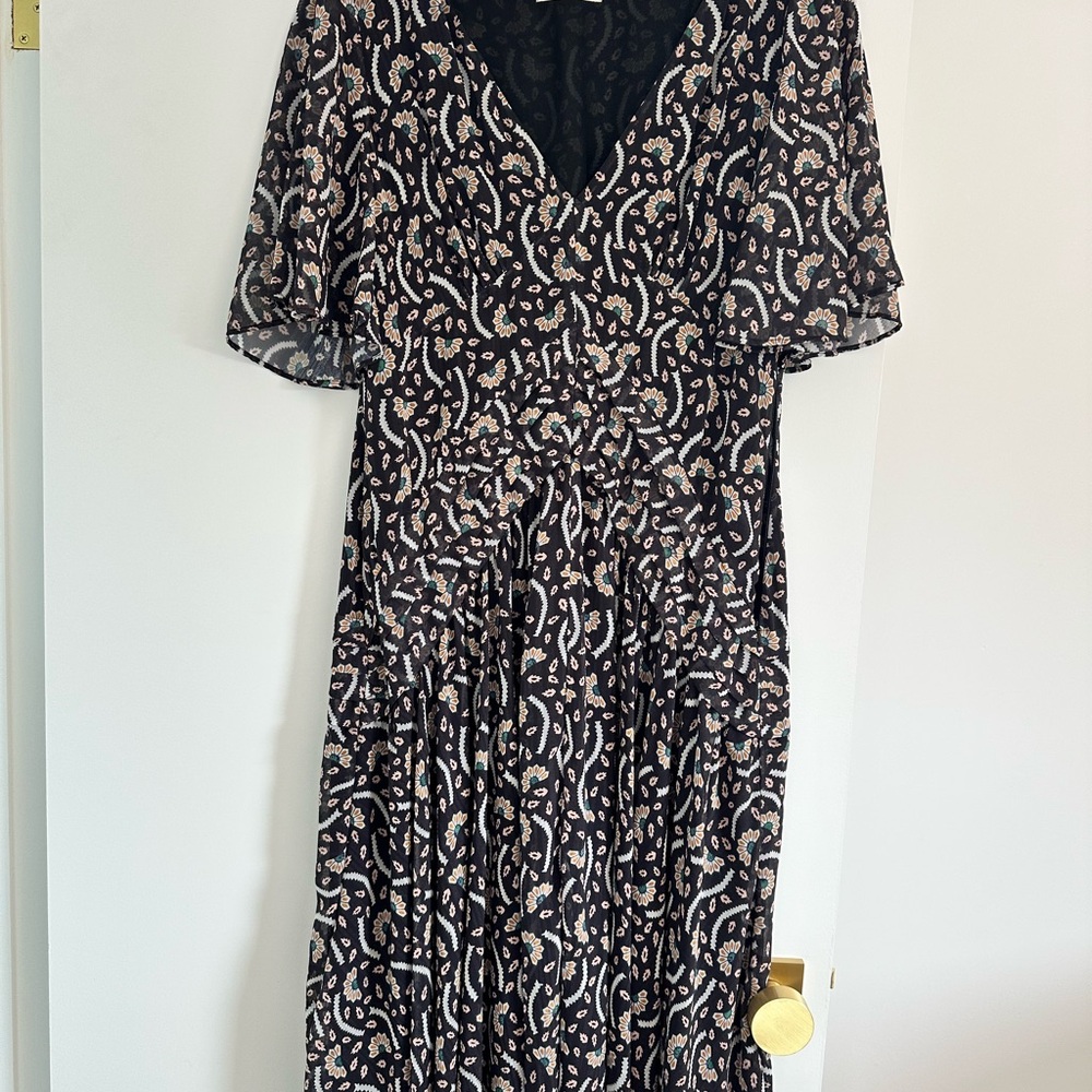 Stevie May Black and White Paisley Midi Dress - fits like a size 12